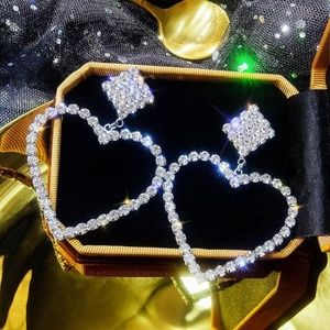 Crystal Heart Statement Earrings